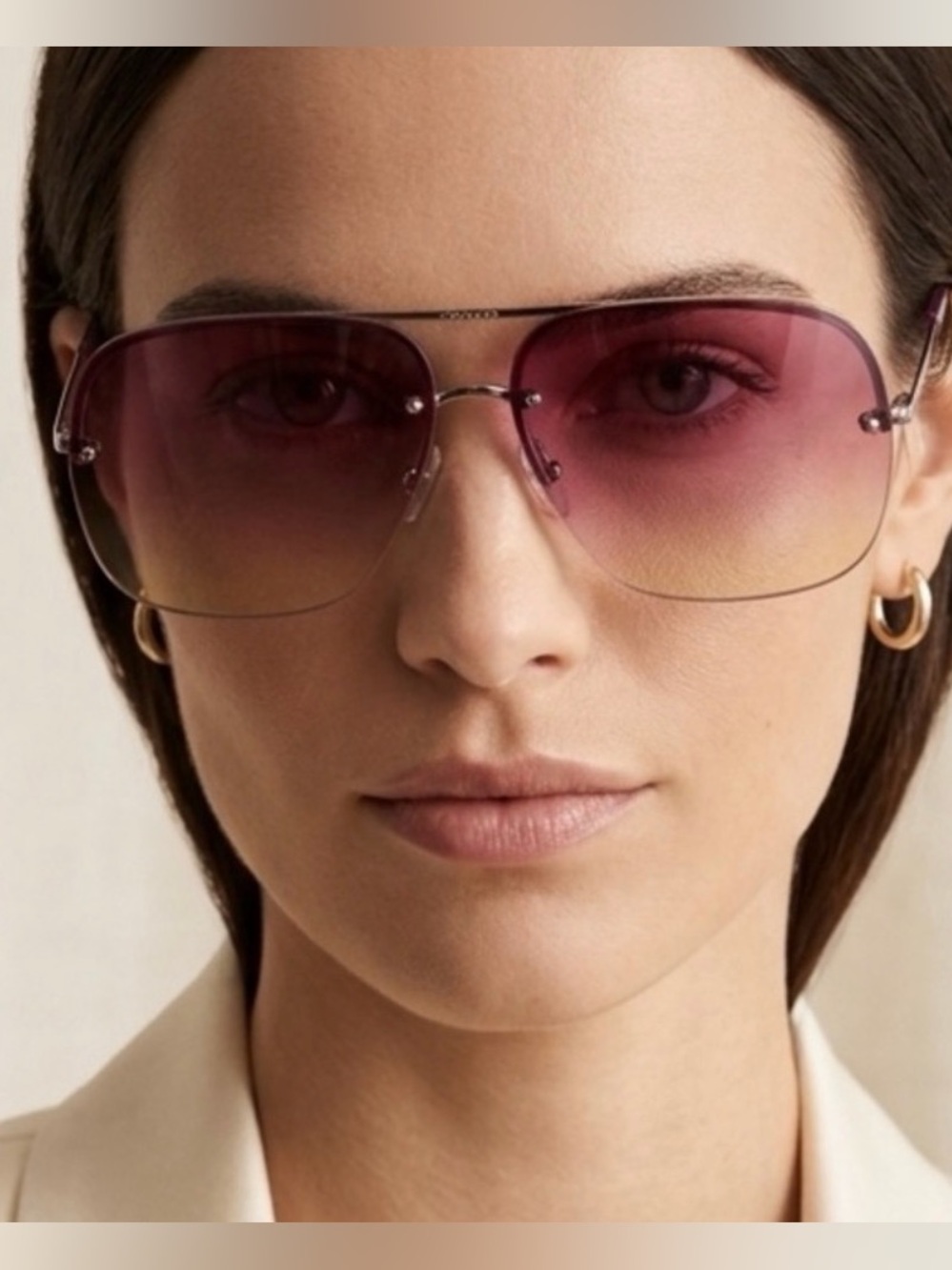 CHANEL Gradient Pink to Gold Rimless Sunglasses